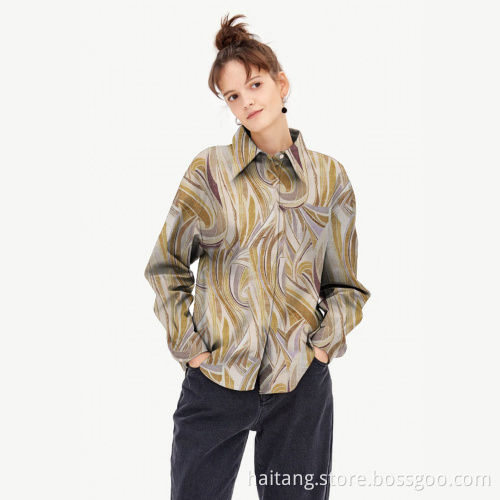 Geometric Printed Shirt Fabric Shirt Material Types Retro